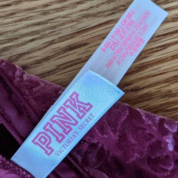 🧡 PINK Victoria's Secret Lightly Lined Bralette Plum Floral Velour - Picture 3 of 4